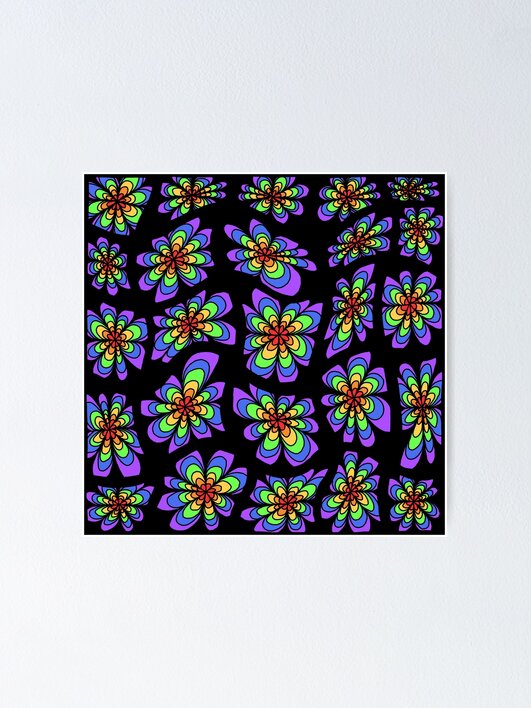 Thumbnail 1 of 3, Poster, Colorful flower pattern designed and sold by RomeoAzahar.