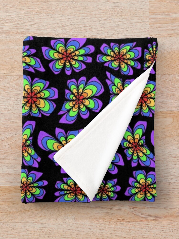 Thumbnail 3 of 6, Throw Blanket, Colorful flower pattern designed and sold by RomeoAzahar.