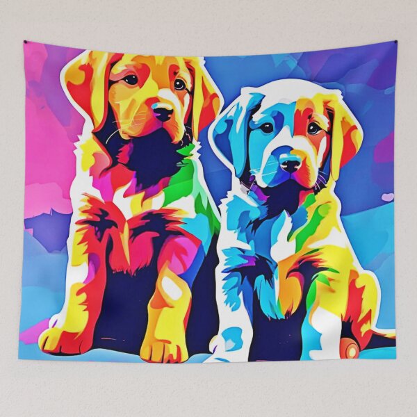 Item preview, Rainbow Pups: Playful Duo designed and sold by Health And Fitness Posts e-Store.