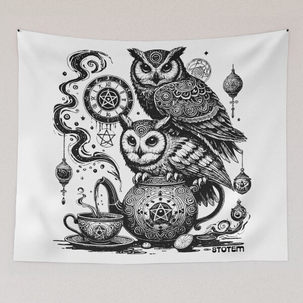 Item preview, Owls teapot tea cup mystic designed and sold by 8Totem.