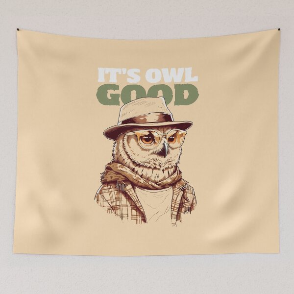 Item preview,  It's Owl Good Funny Hipster Owl Pun  designed and sold by Auchi_Verse.