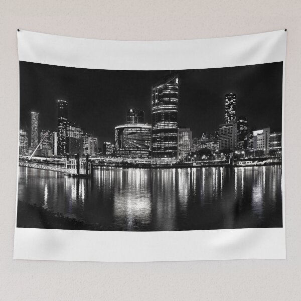 Item preview, Brisbane City Skyline in black and white designed and sold by pcole123.