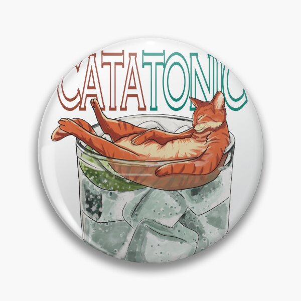 Item preview, Catatonic red orange cat and gin tonic designed and sold by MadaFaCose.