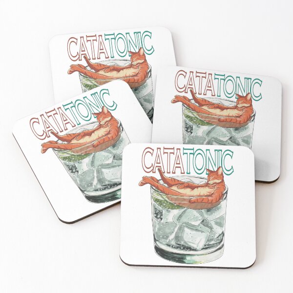 Item preview, Catatonic red orange cat and gin tonic designed and sold by MadaFaCose.