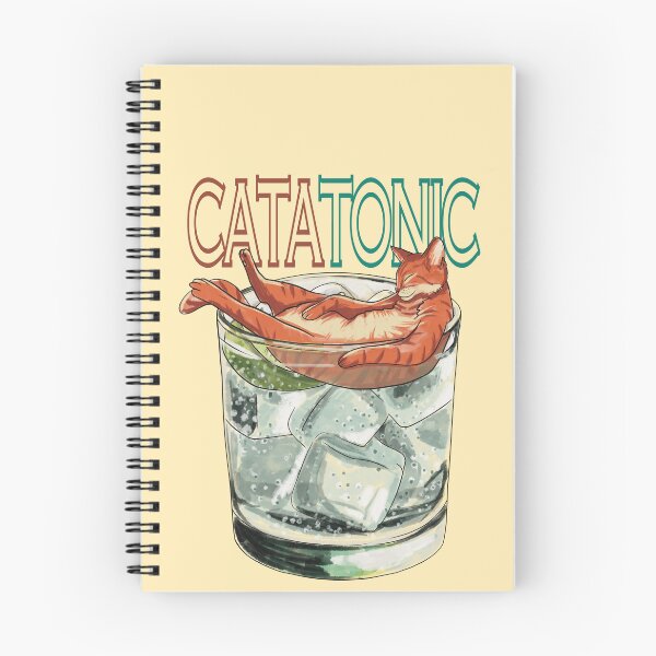Item preview, Catatonic red orange cat and gin tonic designed and sold by MadaFaCose.