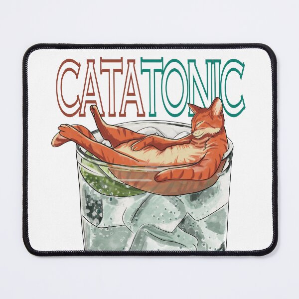 Item preview, Catatonic red orange cat and gin tonic designed and sold by MadaFaCose.
