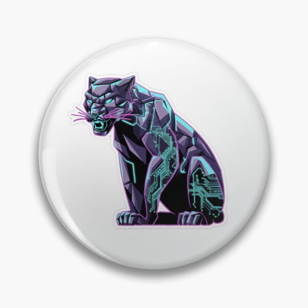 Item preview, Cyberpunk Panther: Neon Geometric Fury Sticker Design designed and sold by BashmentBoss.