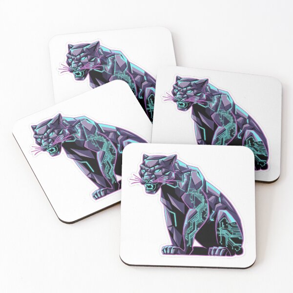 Item preview, Cyberpunk Panther: Neon Geometric Fury Sticker Design designed and sold by BashmentBoss.