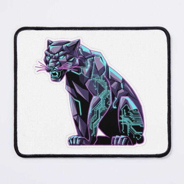 Item preview, Cyberpunk Panther: Neon Geometric Fury Sticker Design designed and sold by BashmentBoss.