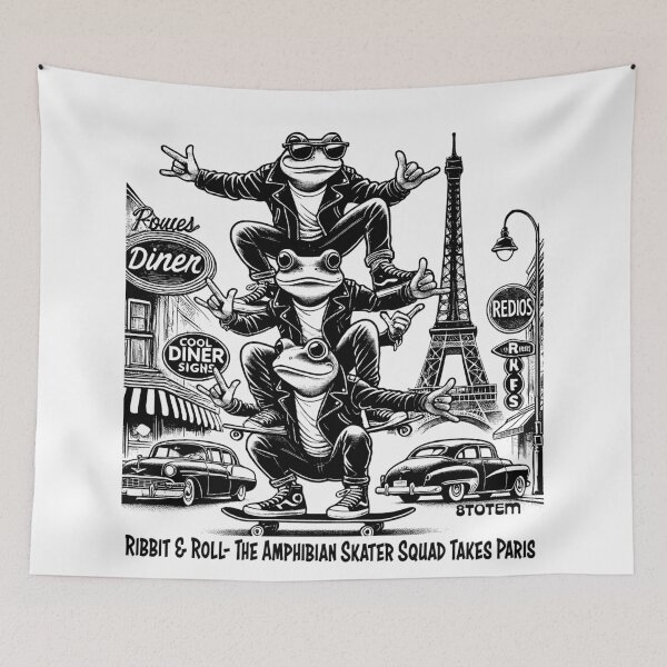 Item preview, The Amphibian Skater Squad Takes Paris- Frogs and skates designed and sold by 8Totem.