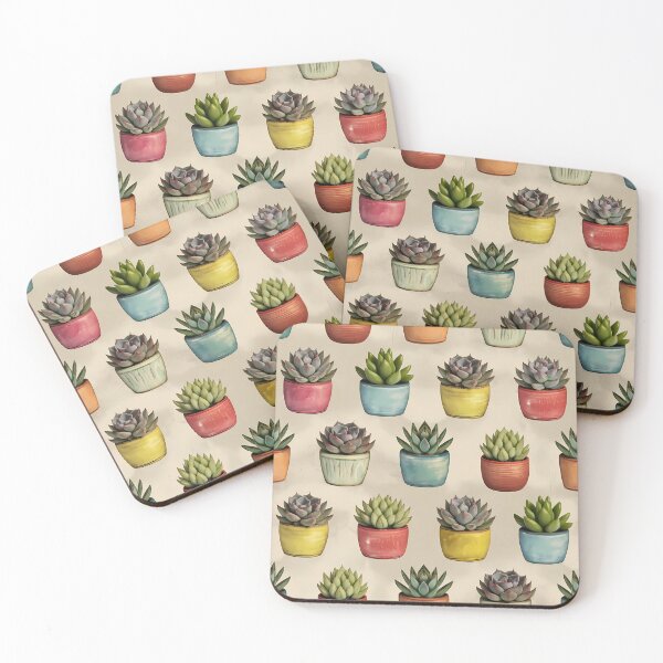 Item preview, Cute Succulent Plant Pattern – Aesthetic Botanical Design, pretty colorful pot plant modern art designed and sold by MarJul.