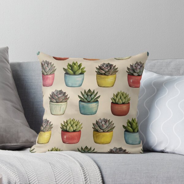Item preview, Cute Succulent Plant Pattern – Aesthetic Botanical Design, pretty colorful pot plant modern art designed and sold by MarJul.