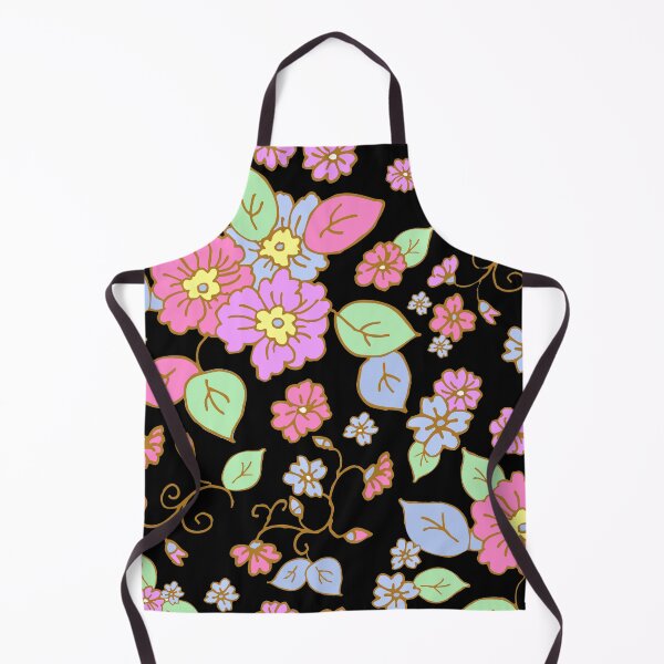 Item preview, 70s Pop Floral Print on Black designed and sold by Sharon Schwalbe.