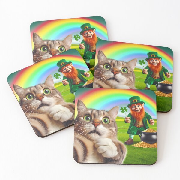 Item preview, Selfie de gato con duende en el Día de San Patricio designed and sold by TrendyTees12.