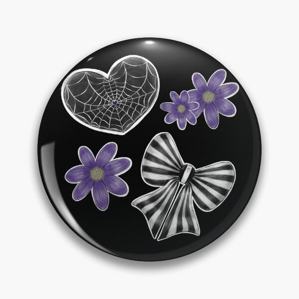 Artikelvorschau, Schwimmhäutiges Herz, gestreifte Schleife und lila Blumen entworfen und verkauft von MetalTea.