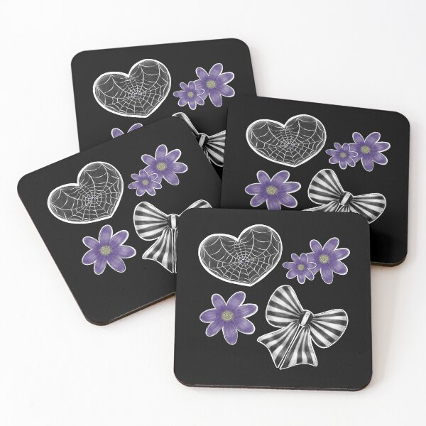 Item preview, Webbed Heart, Striped Bow and Purple Flowers designed and sold by MetalTea.
