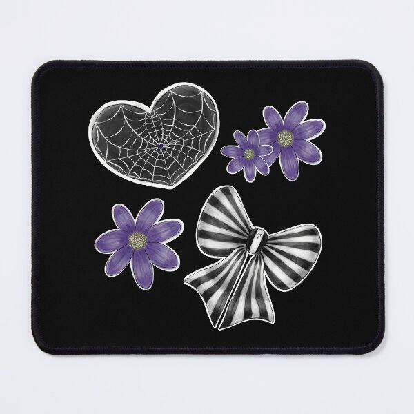 Item preview, Webbed Heart, Striped Bow and Purple Flowers designed and sold by MetalTea.