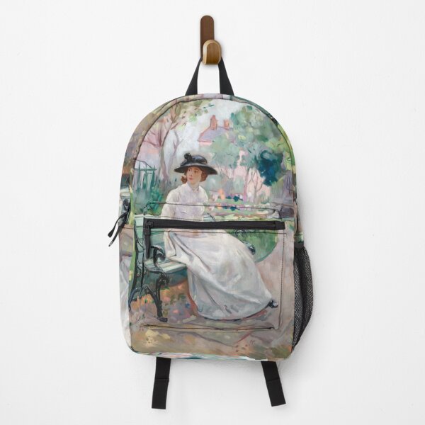 Item preview, French Impressionist Painting of a Woman Sitting in a Garden Bench – Vintage European Wall Art designed and sold by CARRAANN.