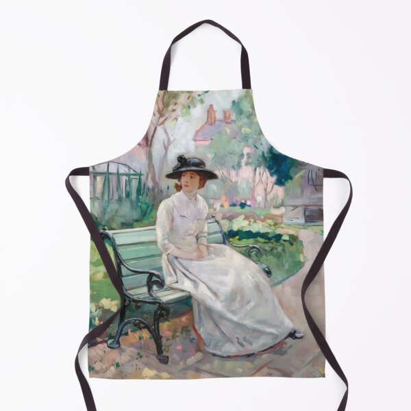 Item preview, French Impressionist Painting of a Woman Sitting in a Garden Bench – Vintage European Wall Art designed and sold by CARRAANN.