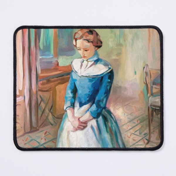 Item preview, French Interior Impressionist Painting – Woman in Blue Dress with Vintage French Decor designed and sold by CARRAANN.
