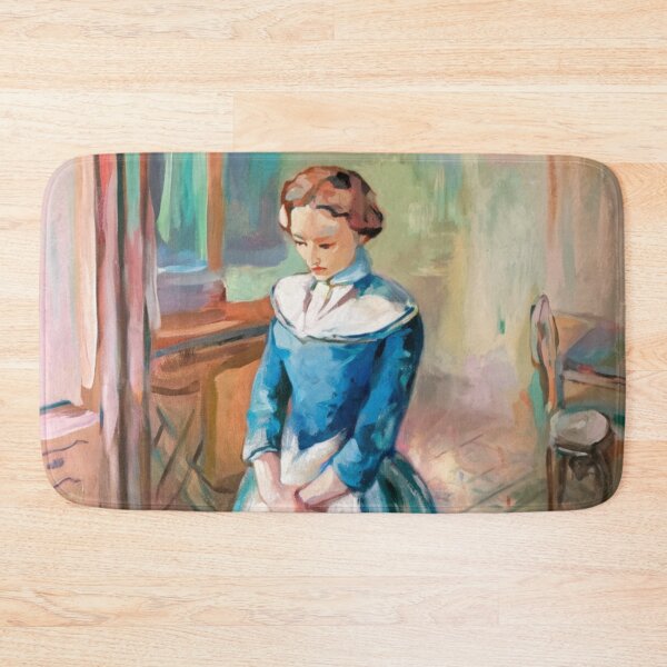 Item preview, French Interior Impressionist Painting – Woman in Blue Dress with Vintage French Decor designed and sold by CARRAANN.
