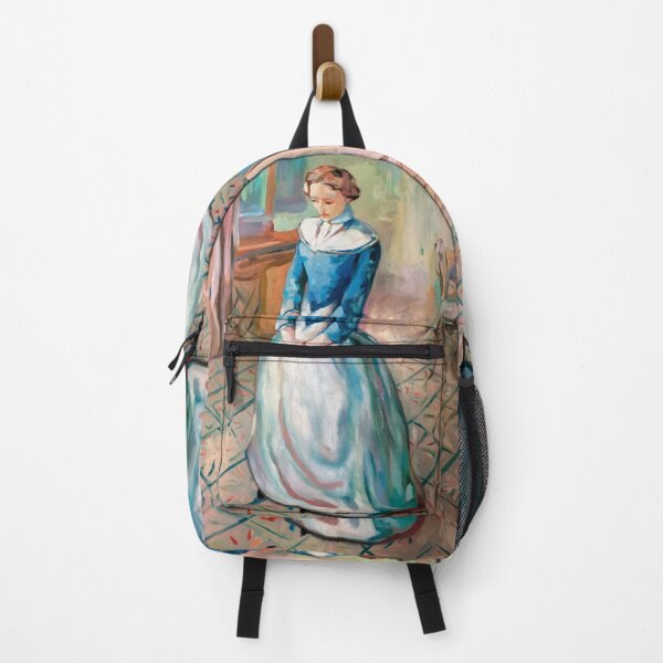 Item preview, French Interior Impressionist Painting – Woman in Blue Dress with Vintage French Decor designed and sold by CARRAANN.