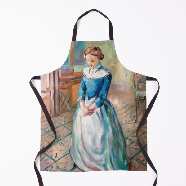 Item preview, French Interior Impressionist Painting – Woman in Blue Dress with Vintage French Decor designed and sold by CARRAANN.