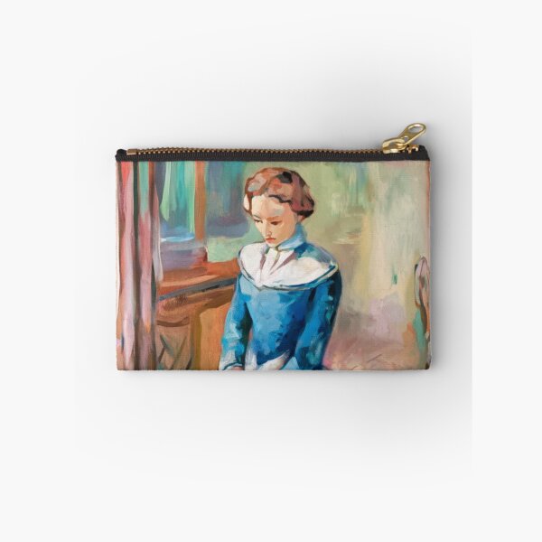 Item preview, French Interior Impressionist Painting – Woman in Blue Dress with Vintage French Decor designed and sold by CARRAANN.