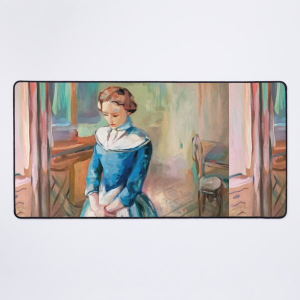 Item preview, French Interior Impressionist Painting – Woman in Blue Dress with Vintage French Decor designed and sold by CARRAANN.