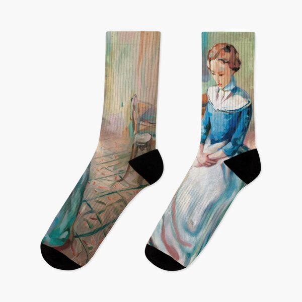 Item preview, French Interior Impressionist Painting – Woman in Blue Dress with Vintage French Decor designed and sold by CARRAANN.