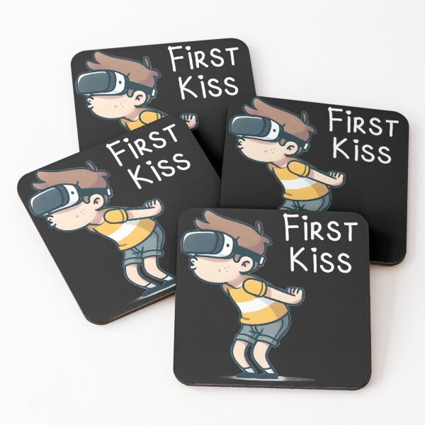 Item preview, First Kiss – Funny VR Gamer Cartoon, Geeky Boy Design designed and sold by eh-stuff.