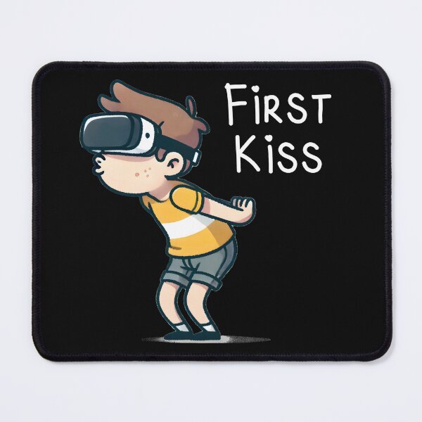 Item preview, First Kiss – Funny VR Gamer Cartoon, Geeky Boy Design designed and sold by eh-stuff.