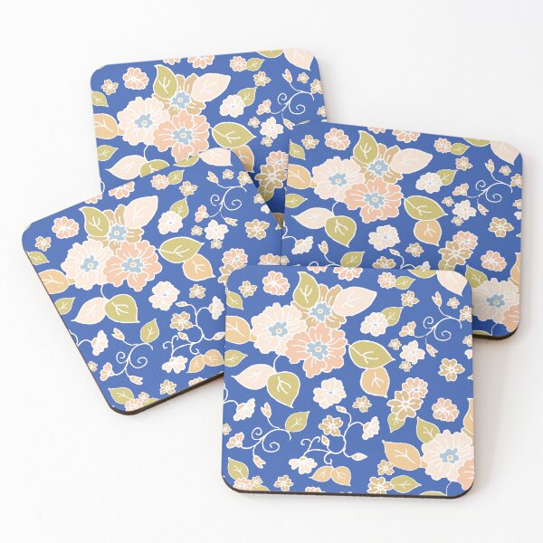 Item preview, Pastel Flowers on Royal Blue Repeat designed and sold by Sharon Schwalbe.