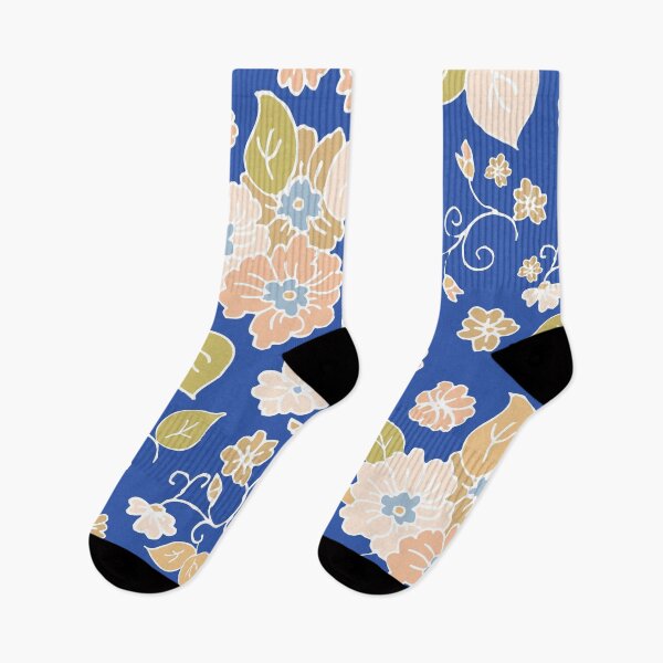 Item preview, Pastel Flowers on Royal Blue Repeat designed and sold by Sharon Schwalbe.