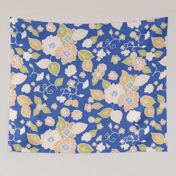 Item preview, Pastel Flowers on Royal Blue Repeat designed and sold by Sharon Schwalbe.