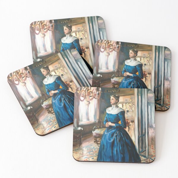 Item preview, Vintage French Lady Painting in Blue Dress | Degas Style Art Print designed and sold by CARRAANN.