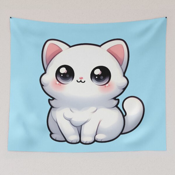 Item preview, Super Cute and Adorable Kawaii White Kitty designed and sold by AnmitsuArt.