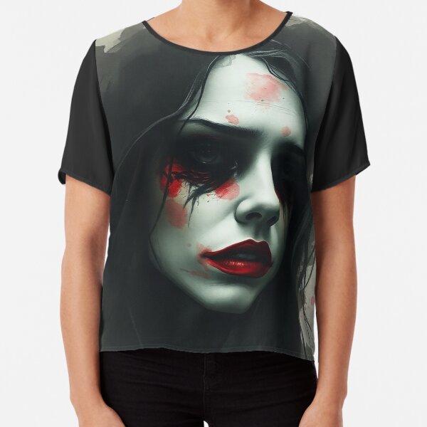 Item preview, Haunting Beauty - Dark Gothic Woman with Bloodstained Tears designed and sold by VelvetAI.