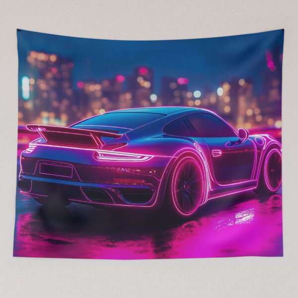 Item preview, Neon Sports Car City Skyline designed and sold by AdamesArtStudio.