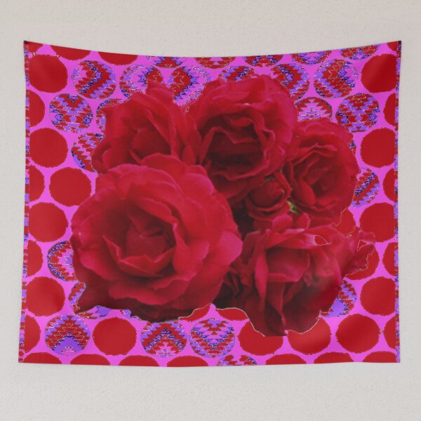 Item preview,  CLUSTER OF RED ROSES ON  RED-VIOLET ABSTRACT designed and sold by sharlesart.