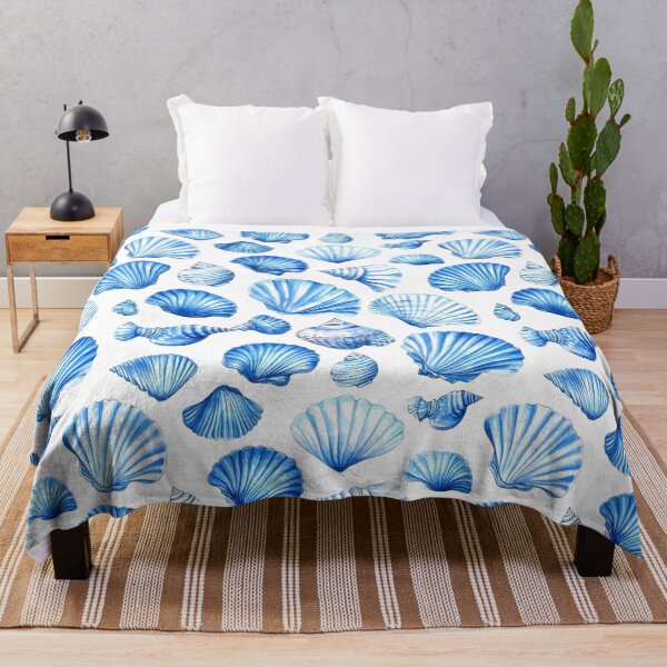 Item preview, Blue seashell seamless pattern background designed and sold by Emily Waters.