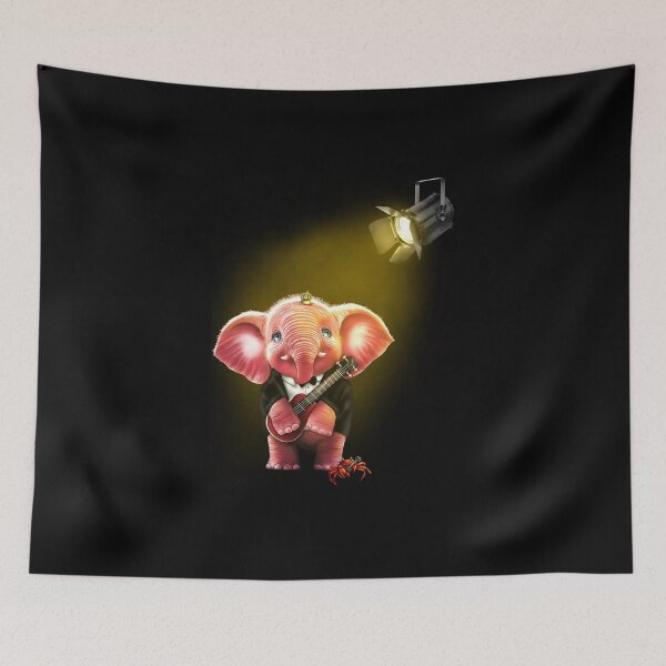 Item preview, Pink elephant playing the ukulele  designed and sold by Sghetti.