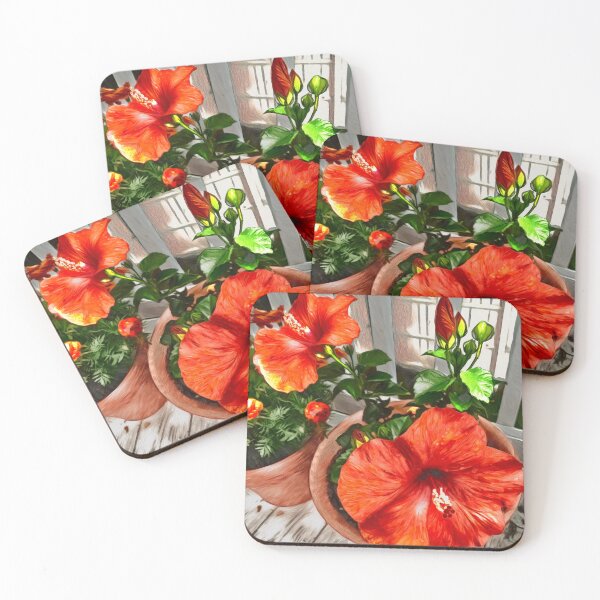 Item preview, Hibiscus and white picket fence designed and sold by EmevoliProducts.
