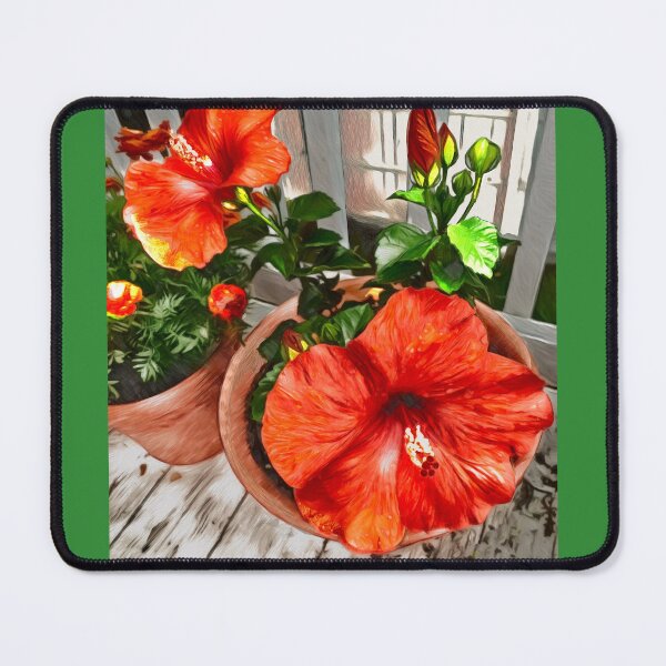 Item preview, Hibiscus and white picket fence designed and sold by EmevoliProducts.