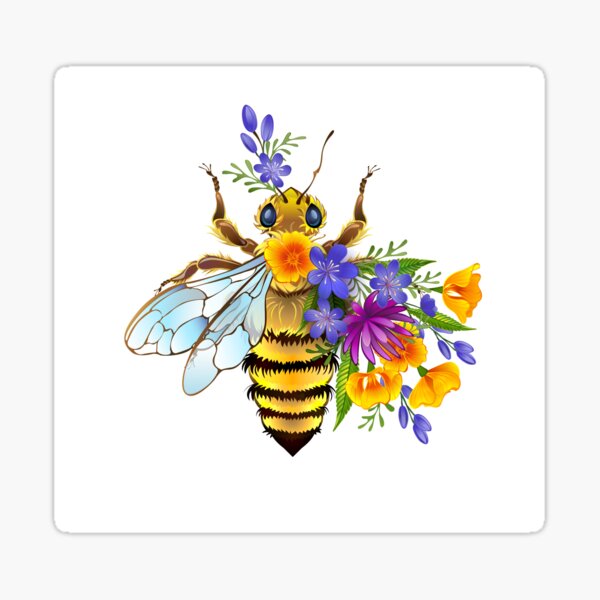 Flower bee with wild plants Sticker
