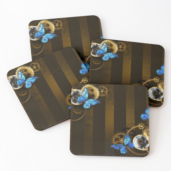 Item preview, Steampunk frame with blue butterflies designed and sold by Blackmoon9.
