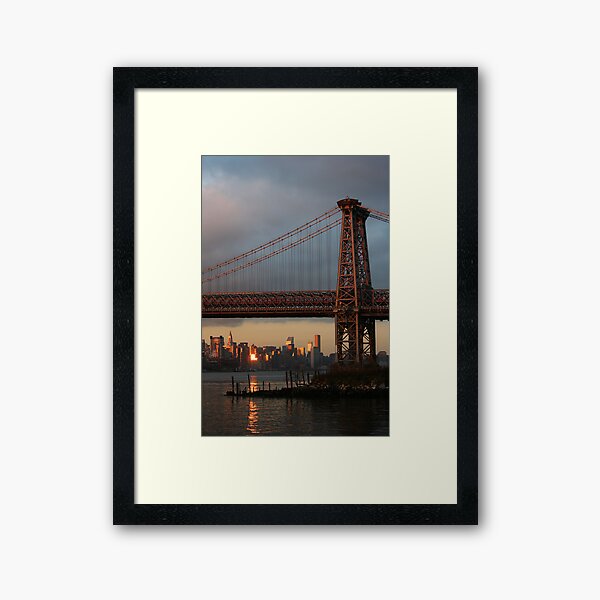 Williamsburg Bridge Sunset, Brooklyn, New York Framed Art Print