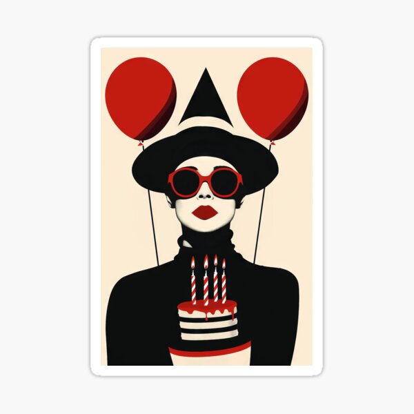 Item preview, Birthday Retro Pop Art - Woman with Cake designed and sold by AdamesArtStudio.
