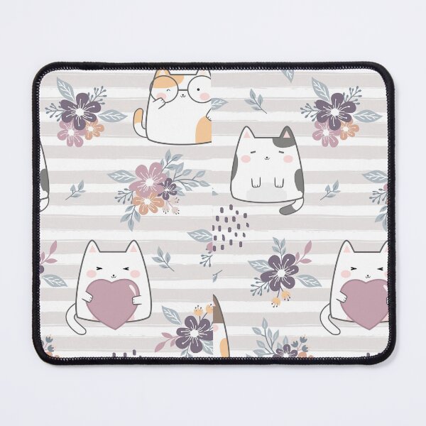 Item preview, Seamless Cute Cat Flower Striped Brush Stroke designed and sold by vintageretrostyleshop.