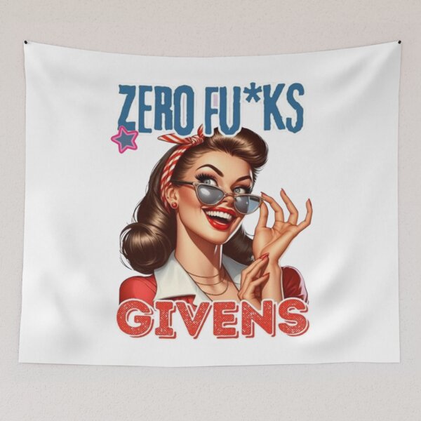 Item preview, Zero Fu*ks Given Retro Woman Laughing designed and sold by Vicky021.